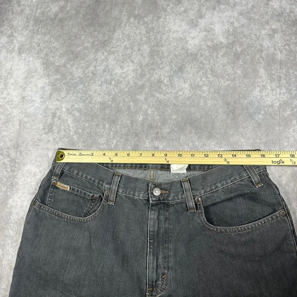 Vintage 90s Eddie Bauer Mens Faded Black Straight Leg Denim Jeans 32x32 Cotton
